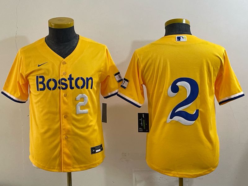 Youth 2025 Boston Red Sox #2 No Name Yellow Nike MLB Jersey 03